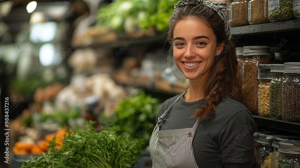shop assistant working in package free store using reusable containers zero waste shops offering package free bulk goods, sustainable alternatives shop assistant working in package free store using reusable containers zero waste shops offering package free bulk goods, sustainable alternatives