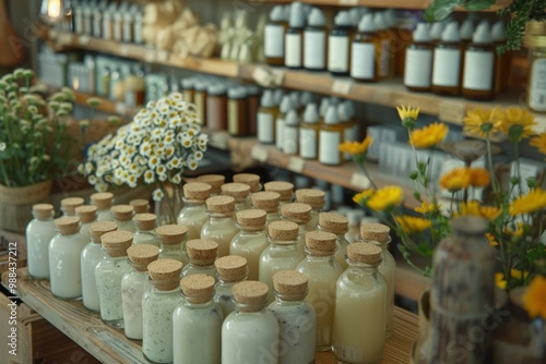 Shelves displaying natural beauty and wellness products