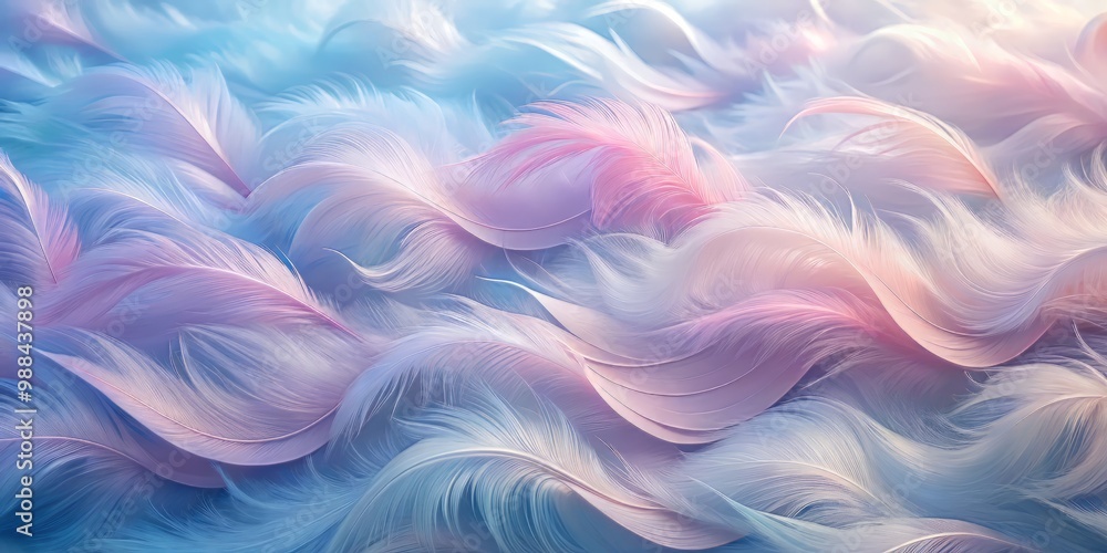 Obraz premium Delicate, feathery waves of soft pink, lavender, and baby blue, undulating like a lullaby, transporting the viewer to a world of tranquility and calmness