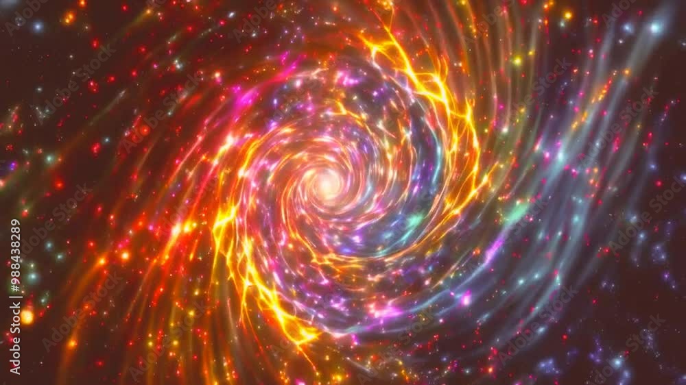 A vibrant spiral galaxy with swirling colors and sparkling stars, depicting cosmic beauty. A vibrant spiral galaxy with swirling colors and sparkling stars, depicting cosmic beauty.
