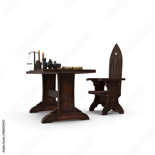 Stylized Alchemist Desk PNG