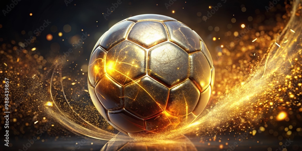 Fototapeta premium golden soccer ball on black background