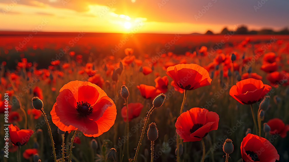 Obraz premium Morning view of poppy field