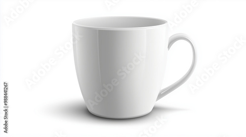 White coffee mug isolated on a solid white background. isolated on a solid white background. Illustrations 