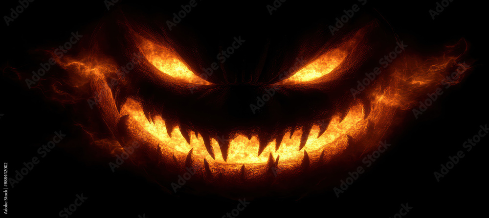 Fototapeta premium Spooky Halloween Pumpkin with Sharp Teeth