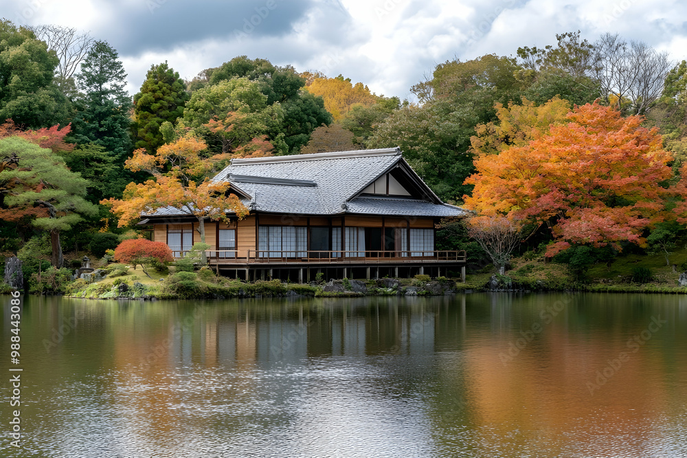 Autumnal Landscape: House on a Pond Autumnal Landscape: House on a Pond