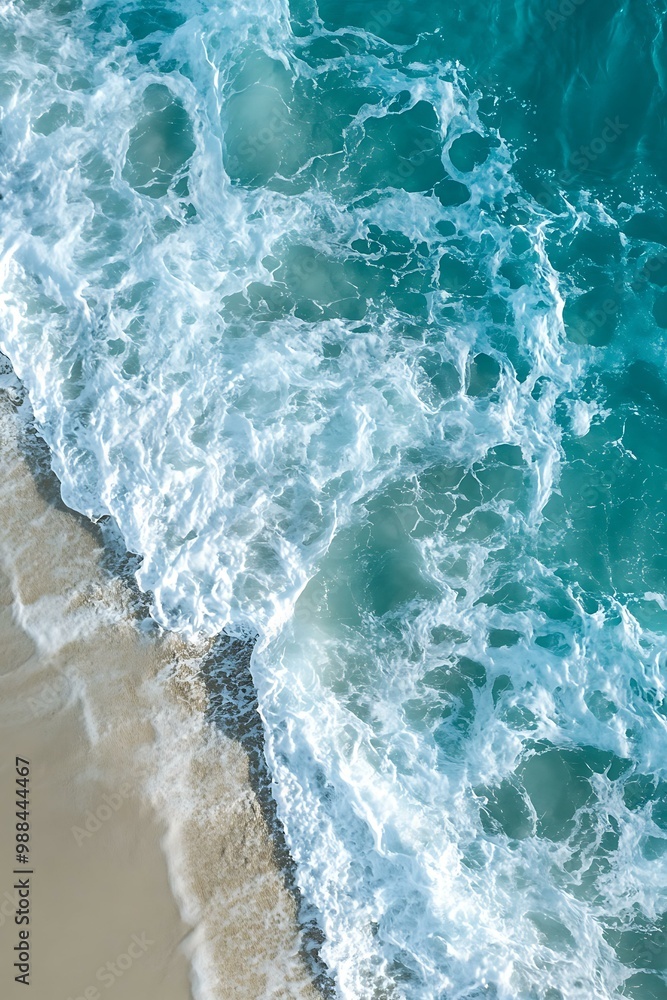Aerial View of Ocean Waves Crashing on Sandy Beach Aerial View of Ocean Waves Crashing on Sandy Beach