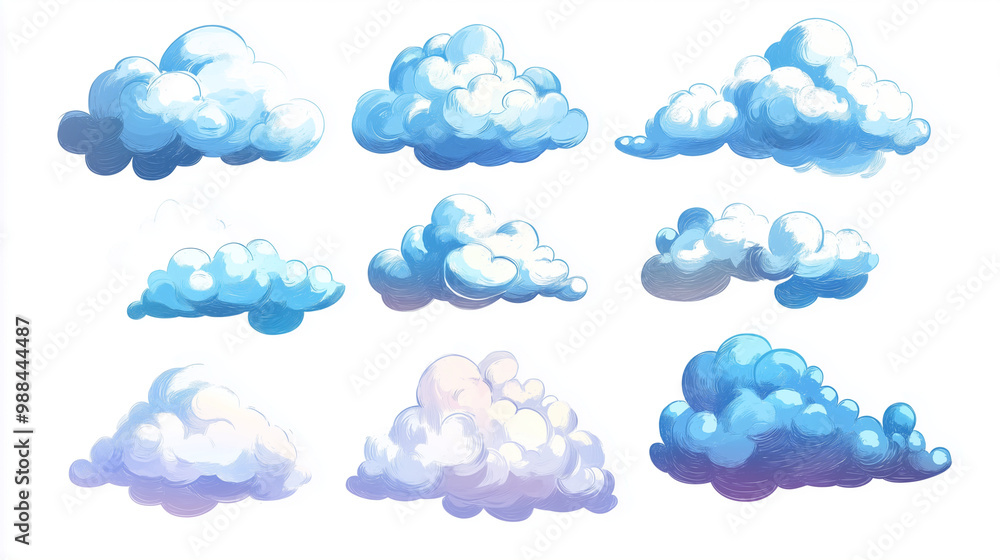 Set of clouds cartoon style isolated on white illustration. cartoons. Illustrations
Set of clouds cartoon style isolated on white illustration. cartoons. Illustrations