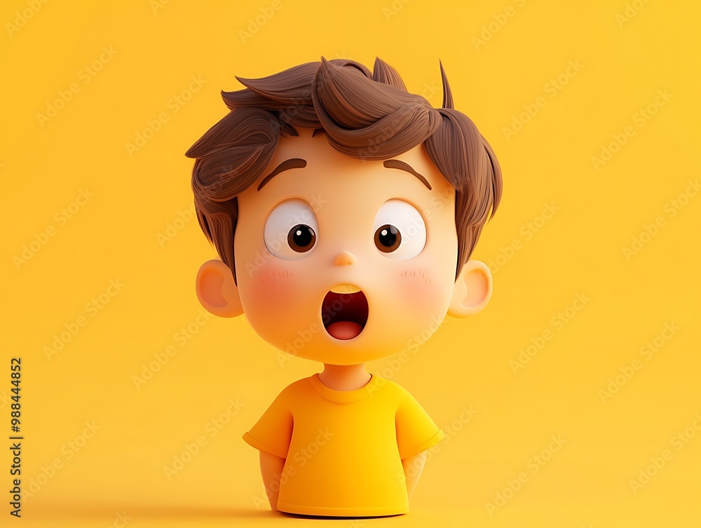 Surprised 3D Cartoon Boy Illustration Surprised 3D Cartoon Boy Illustration