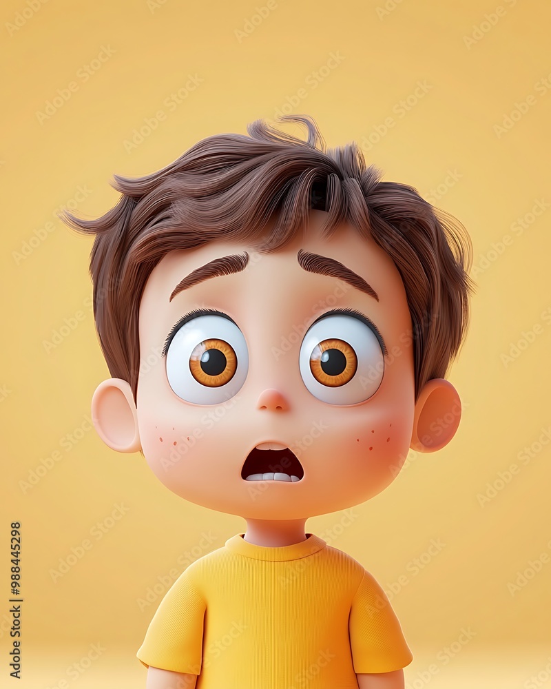 3D Illustration of a Boy with a Surprised Expression 3D Illustration of a Boy with a Surprised Expression