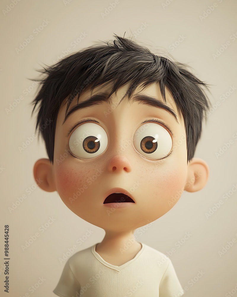 3D Illustration of a Surprised Boy 3D Illustration of a Surprised Boy