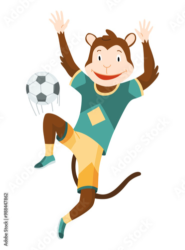 Animal playing football. Cute soccer team player position. Sport is for everyone. Funny vector character illustration