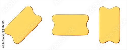 3d vector set empty gold coupon or voucher blank on isolated background. Stock vector illustration.