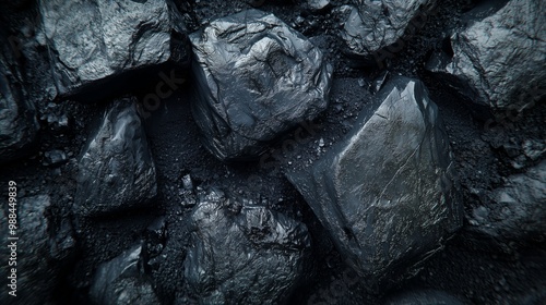 Close-up of coal rocks highlighting the intricate material structure and texture, relevant to coal material structure concept 222b0c51-5baa-4bc7.