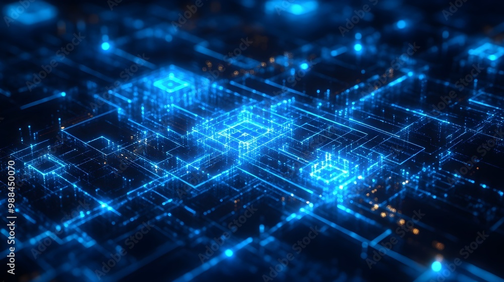 Abstract Blue Circuit Board Technology Background Abstract Blue Circuit Board Technology Background