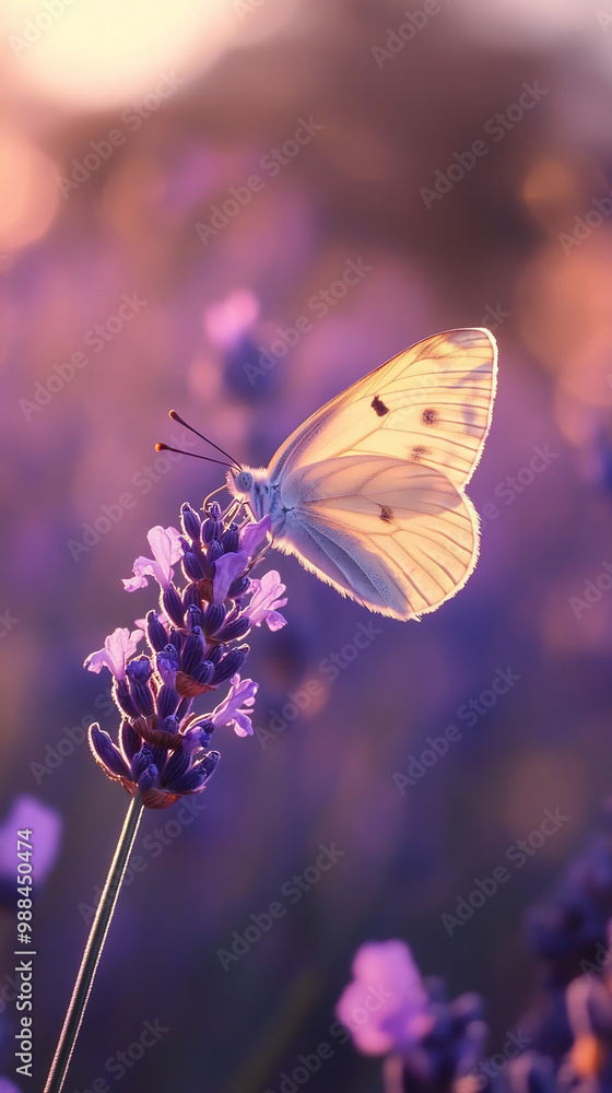 Naklejka premium Butterfly Resting on a Lavender Flower