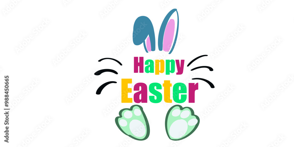 happy easter vector text with bunny ears happy easter vector text with bunny ears