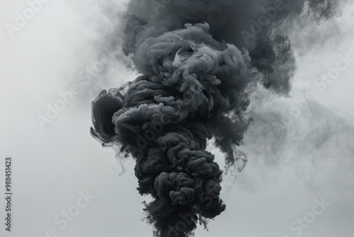 A massive cloud of black smoke rising from an unknown source, blocking out sunlight