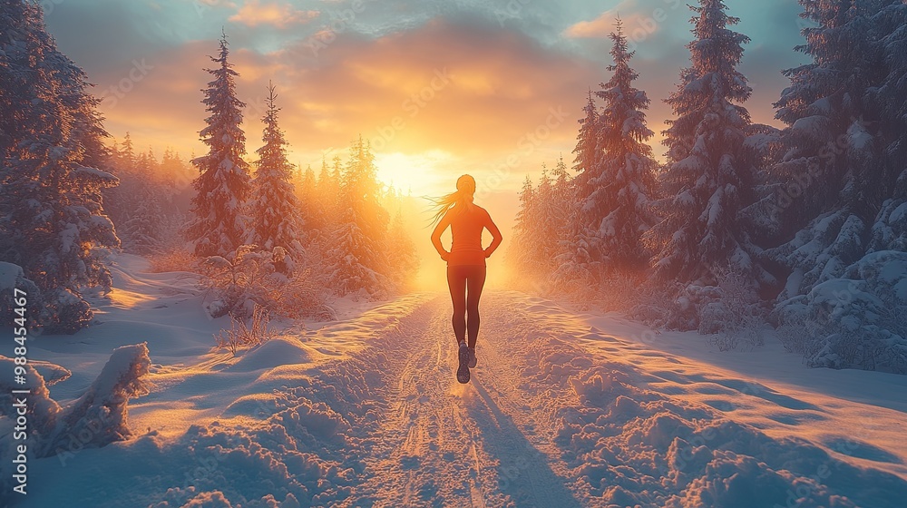 Fototapeta premium winter running woman