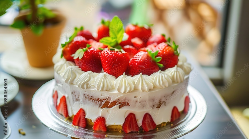 Scrumptious strawberry cake with creamy frosting and fresh berries, perfect for celebrations Scrumptious strawberry cake with creamy frosting and fresh berries, perfect for celebrations