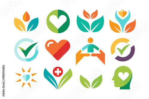 Minimalist volunteering and heart icons collection for design projects photo