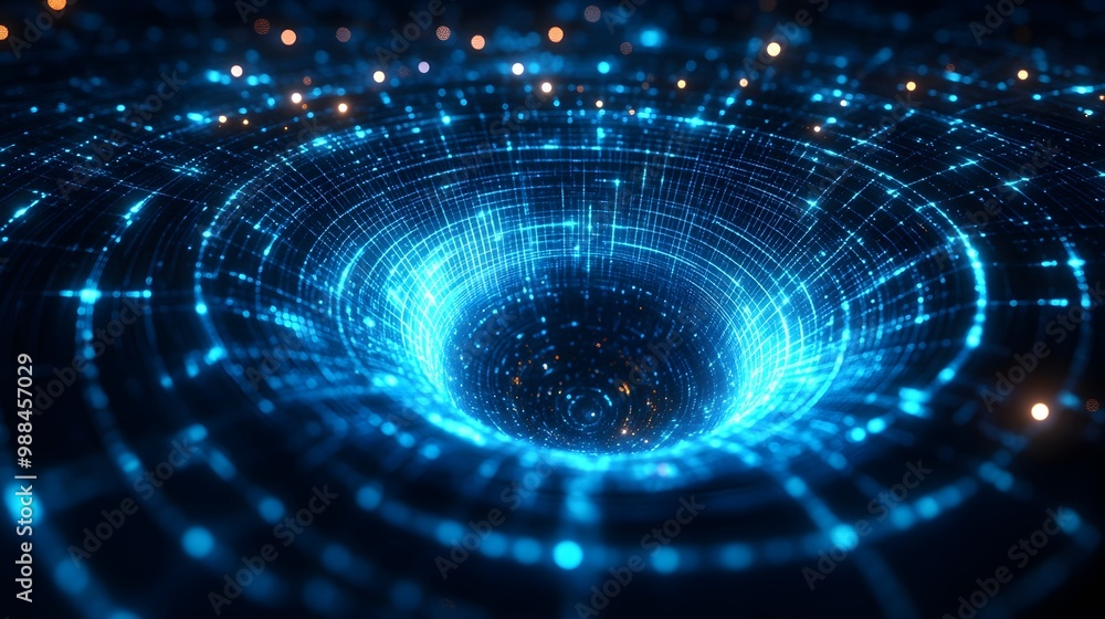 Obraz premium Abstract Blue Digital Vortex Background