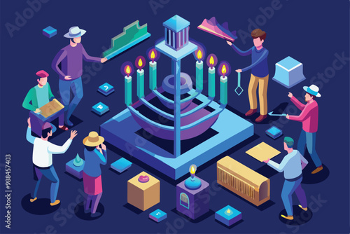 Friends and family gather to light the Hanukkah menorah, engaging in festive traditions and creating lasting memories together during the holiday.