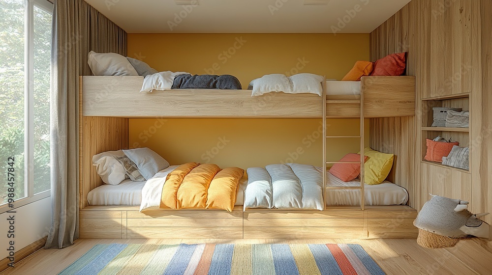 wooden furniture in kids room with bunk bed design of bedroom scandinavian style wooden furniture in kids room with bunk bed design of bedroom scandinavian style