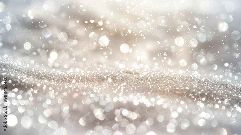 Fototapeta premium Weihnachten und Winter, festliches Glitzern, abstrakter Hintergrund, scheinende Lichtpunkte, Glitter, Bokeh Effekt, silbernes Funkeln