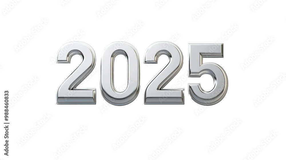 silver numerals 2025 on transparent background silver numerals 2025 on transparent background