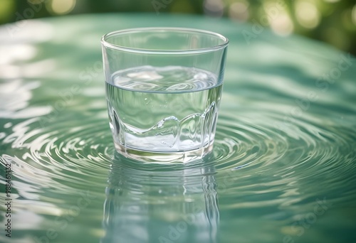 Wallpaper Mural A glass of clear water being filled with water against a blurred green background Torontodigital.ca