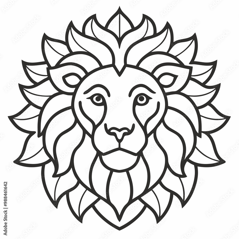 Fototapeta premium Lion's head Mandalas outline silhouette vector art illustration 