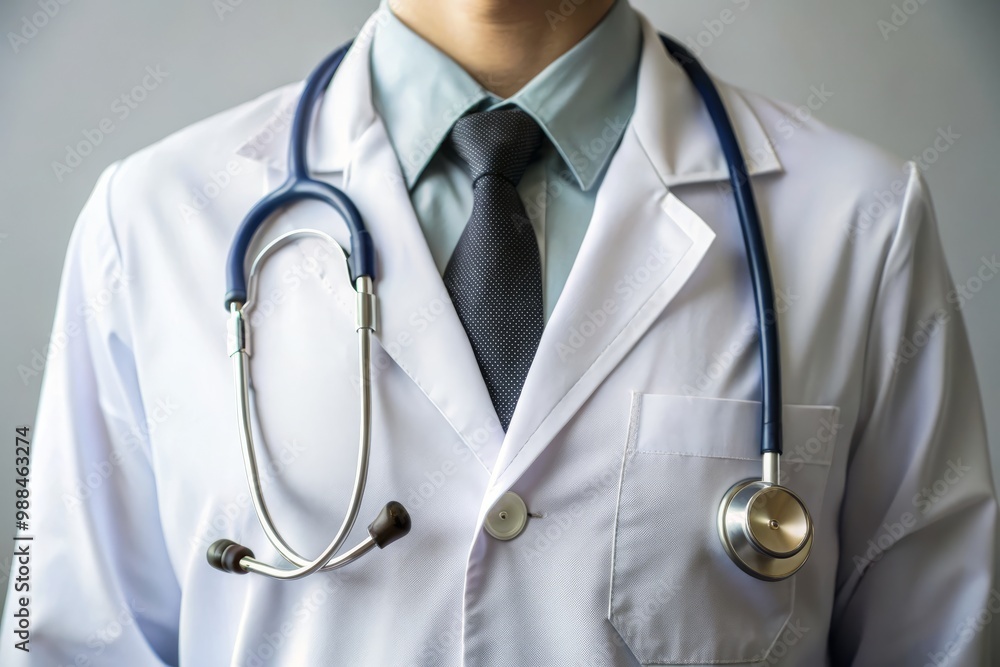 A medical professional in a crisp white lab coat, with a stethoscope discreetly draped around their neck, exudes A medical professional in a crisp white lab coat, with a stethoscope discreetly draped around their neck, exudes