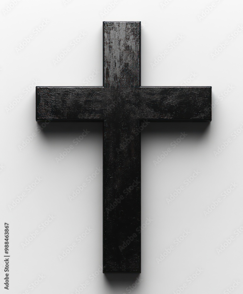 A black wooden cross isolated on a white background. A black wooden cross isolated on a white background.