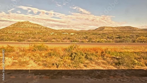 Sanderson Countryside.  The view from a train as it passes through countryside close to Sanderson.  Sanderson is a small town in the county seat of Terell County, Texas.