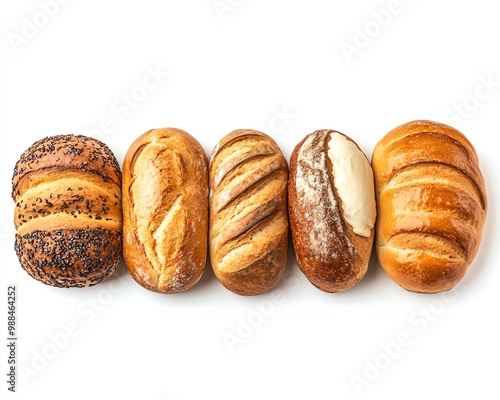 Wallpaper Mural A variety of artisan breads arranged neatly, showcasing their unique textures and colors. Perfect for food-related themes. Torontodigital.ca