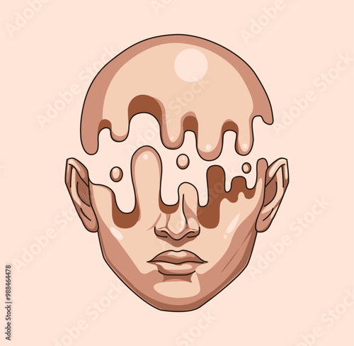 illustration of artistic melting head