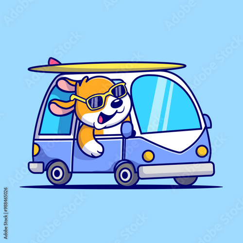 Cute Shiba Inu Dog Driving Car Cartoon Vector Icon
Illustration. Animal Holiday Icon Concept Isolated Premium
Vector.Flat Cartoon Style
