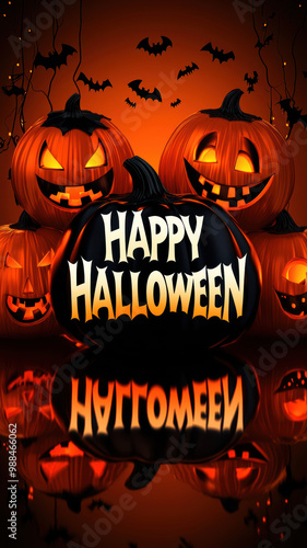 Halloween Greeting Written on Pumpkins