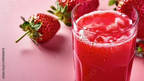 Wallpaper Mural A refreshing glass of strawberry juice with fresh strawberries beside it. Torontodigital.ca