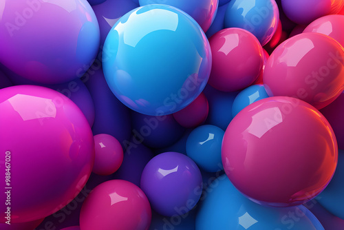 Abstract Background with Colorful Shiny Spheres