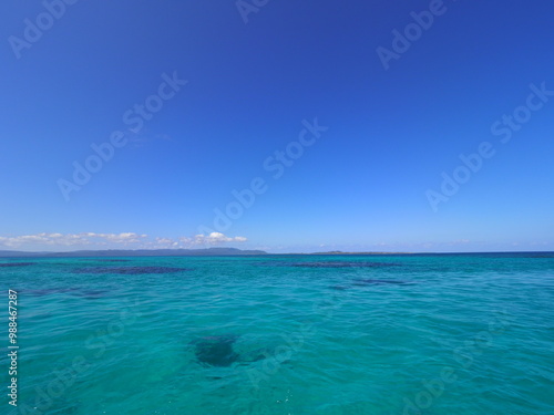 blue sky and transparent sea in okinawa.