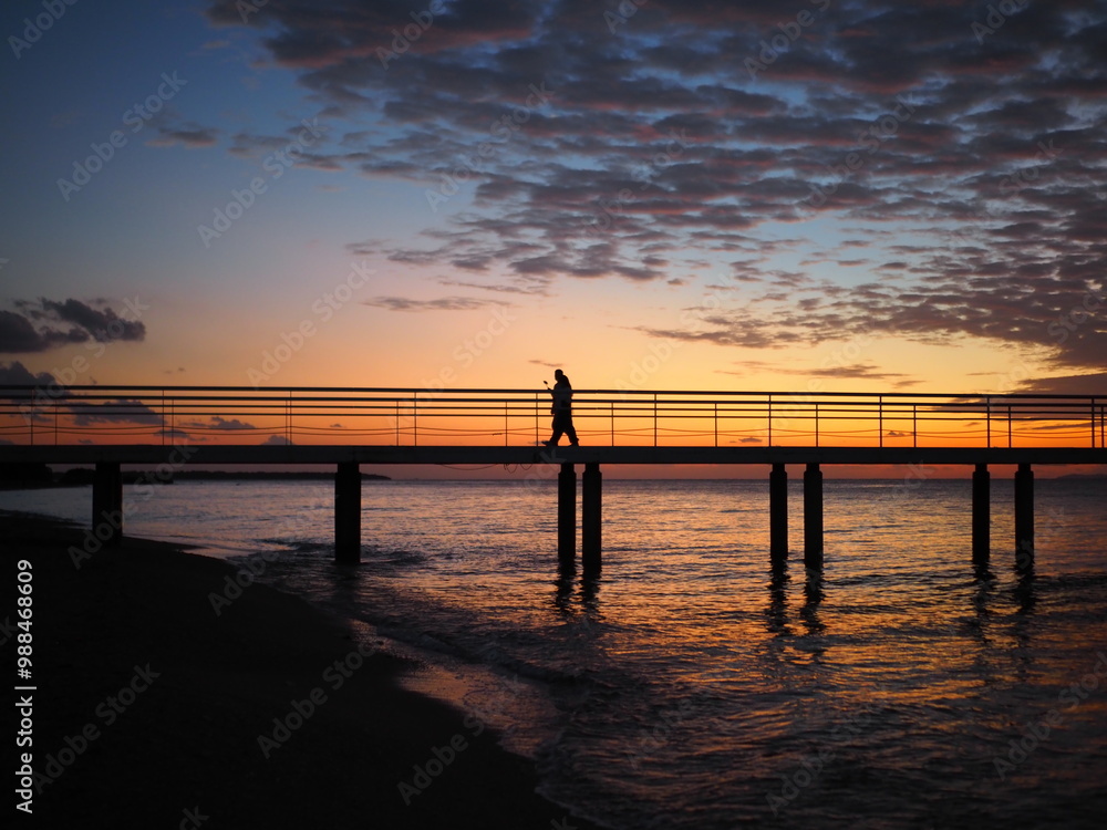 sunset, pier, sea, beach, ocean, sky, sun, beautiful, calm, horizon, red, blue, landscape, coast, bridge, water, purple, clouds, peopleshadow, shadow, impressive, scenary. sunset, pier, sea, beach, ocean, sky, sun, beautiful, calm, horizon, red, blue, landscape, coast, bridge, water, purple, clouds, peopleshadow, shadow, impressive, scenary.