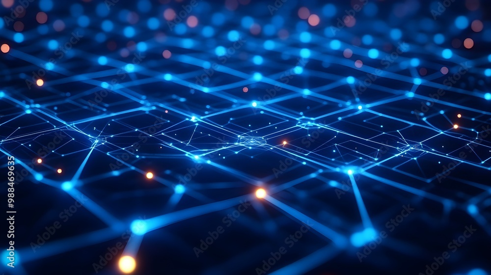 Abstract Blue Network Connections Digital Background Abstract Blue Network Connections Digital Background