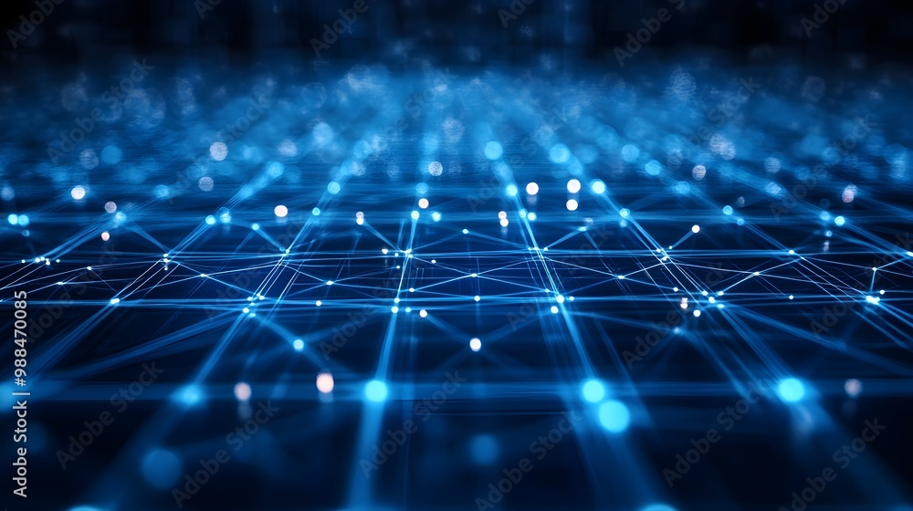 Abstract Blue Network Lines with Glowing Points Abstract Blue Network Lines with Glowing Points