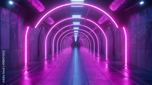 Neon Tunnel 3D Illustration