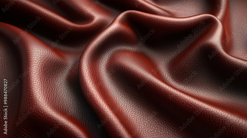 Fototapeta premium Red leather with wavy folds