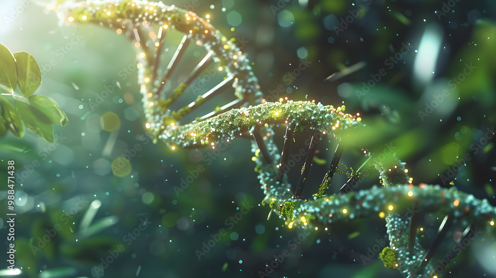 Fototapeta premium A picture or model of a thread of DNA from a living thing. AI Generated