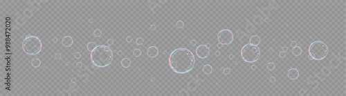 Realistic soap bubbles.Flying bubbles on a transparent background.	