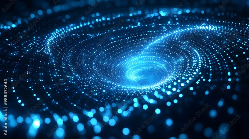 Obraz premium Abstract Blue Vortex of Light, Futuristic Background